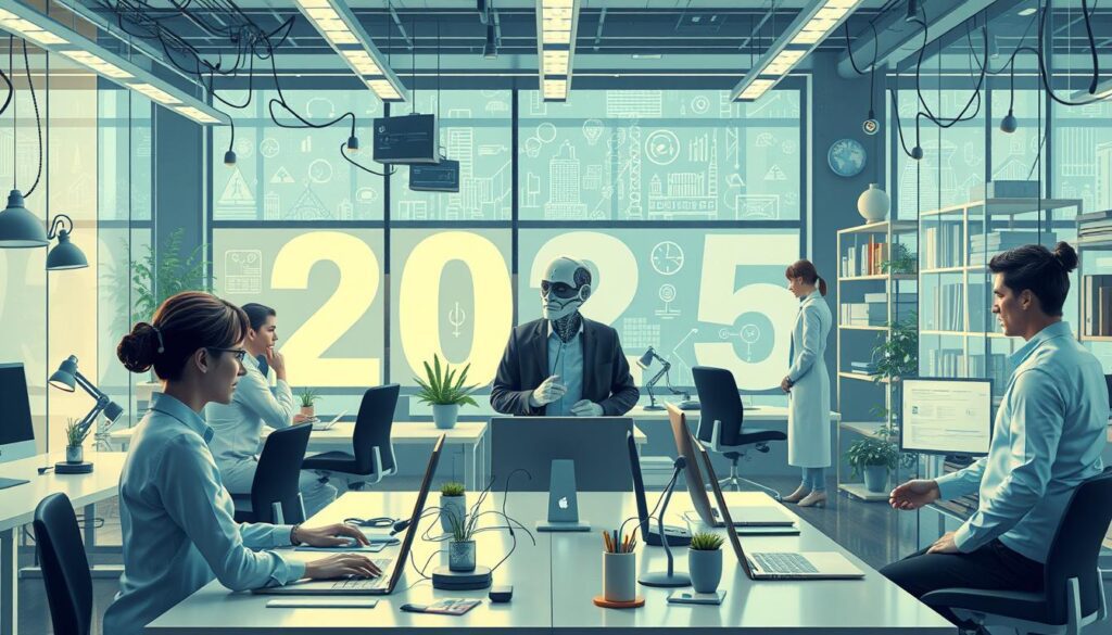 Future of work with AI and human collaboration showing AI impact on job sector 2025 Future of work with AI and human collaboration showing AI impact on job sector 2025