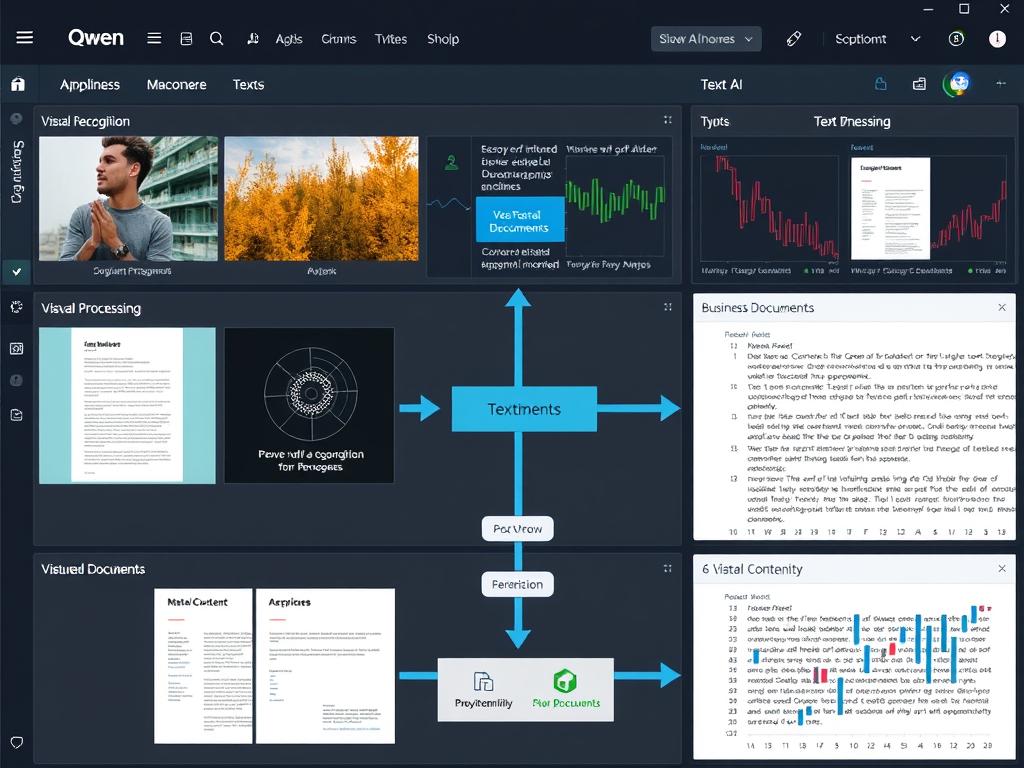 Qwen's multimodal capabilities showing image recognition and data processing features Qwen's multimodal capabilities showing image recognition and data processing features