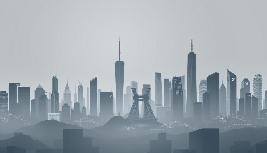 A panoramic view of the tech landscape, showcasing the silhouettes of the top 50 SaaS companies juxtaposed against the bold and dynamic figures of the leading AI innovators since the turn of the millennium. The scene is bathed in a subdued grey hue, lending an air of contemplation and gravitas. The meticulously detailed corporate skylines stand tall, their architectural forms echoing the rapid progress of the digital era, while the AI pioneers appear as ethereal, forward-facing entities, their forms hinting at the transformative power of artificial intelligence. The high-resolution, futuristic imagery conveys a sense of balance and contrast, inviting the viewer to ponder the shifting dynamics between established industry giants and the disruptive forces shaping the decades to come.