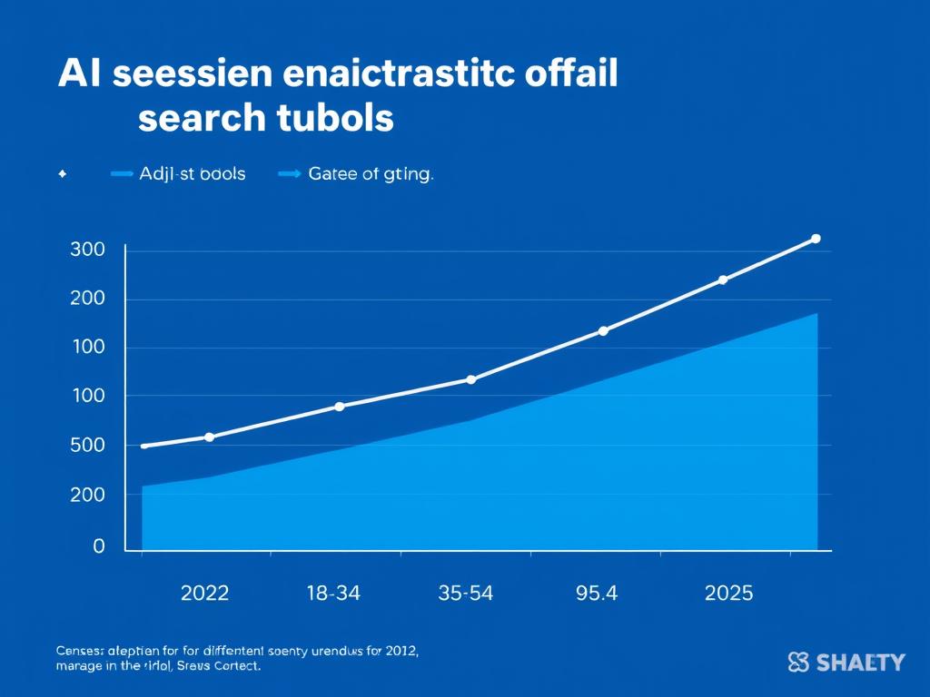 Graph showing increasing adoption rates of AI search tools across different demographics Graph showing increasing adoption rates of AI search tools across different demographics